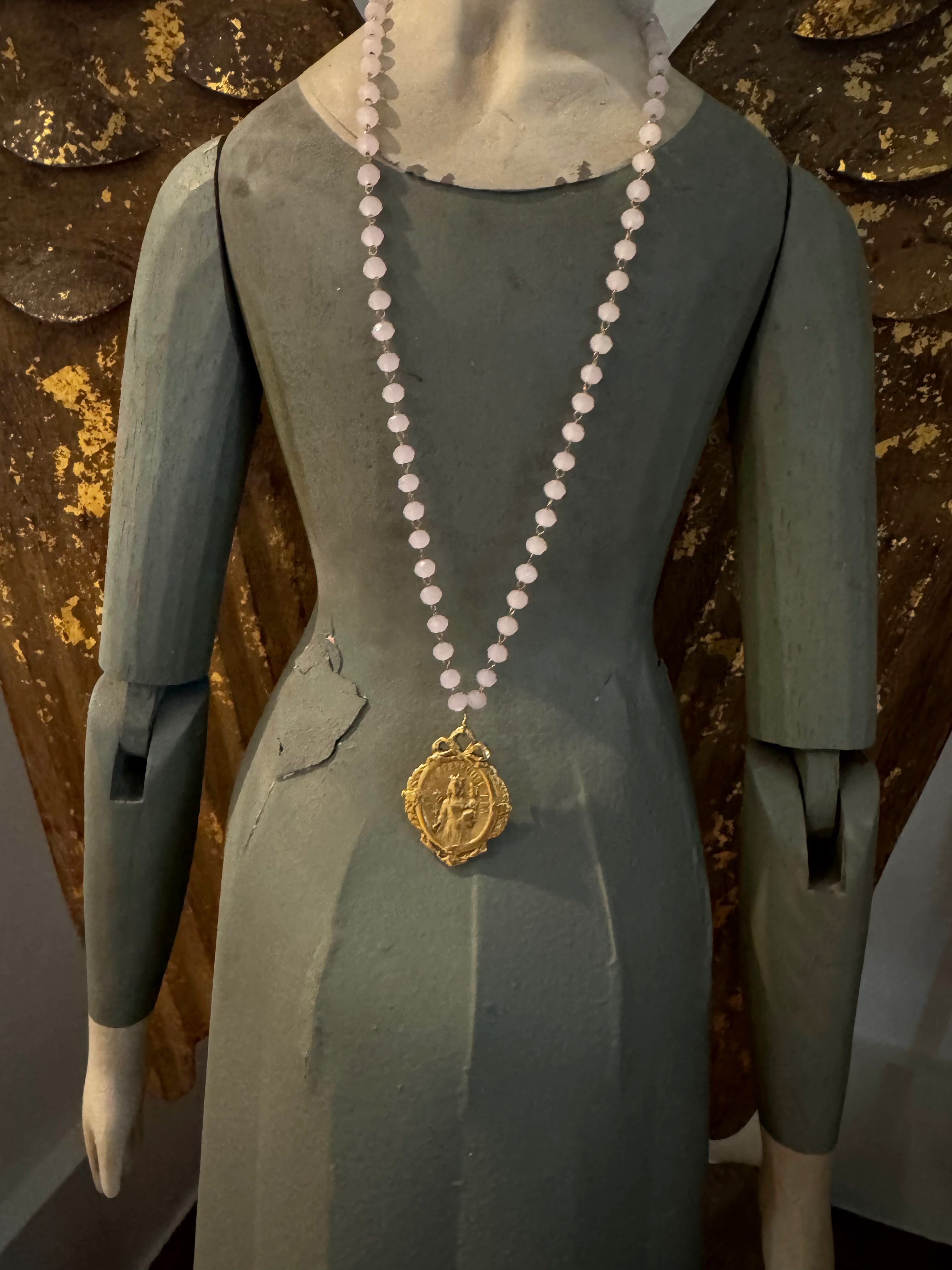 Soft Pink Beaded Marian Necklace