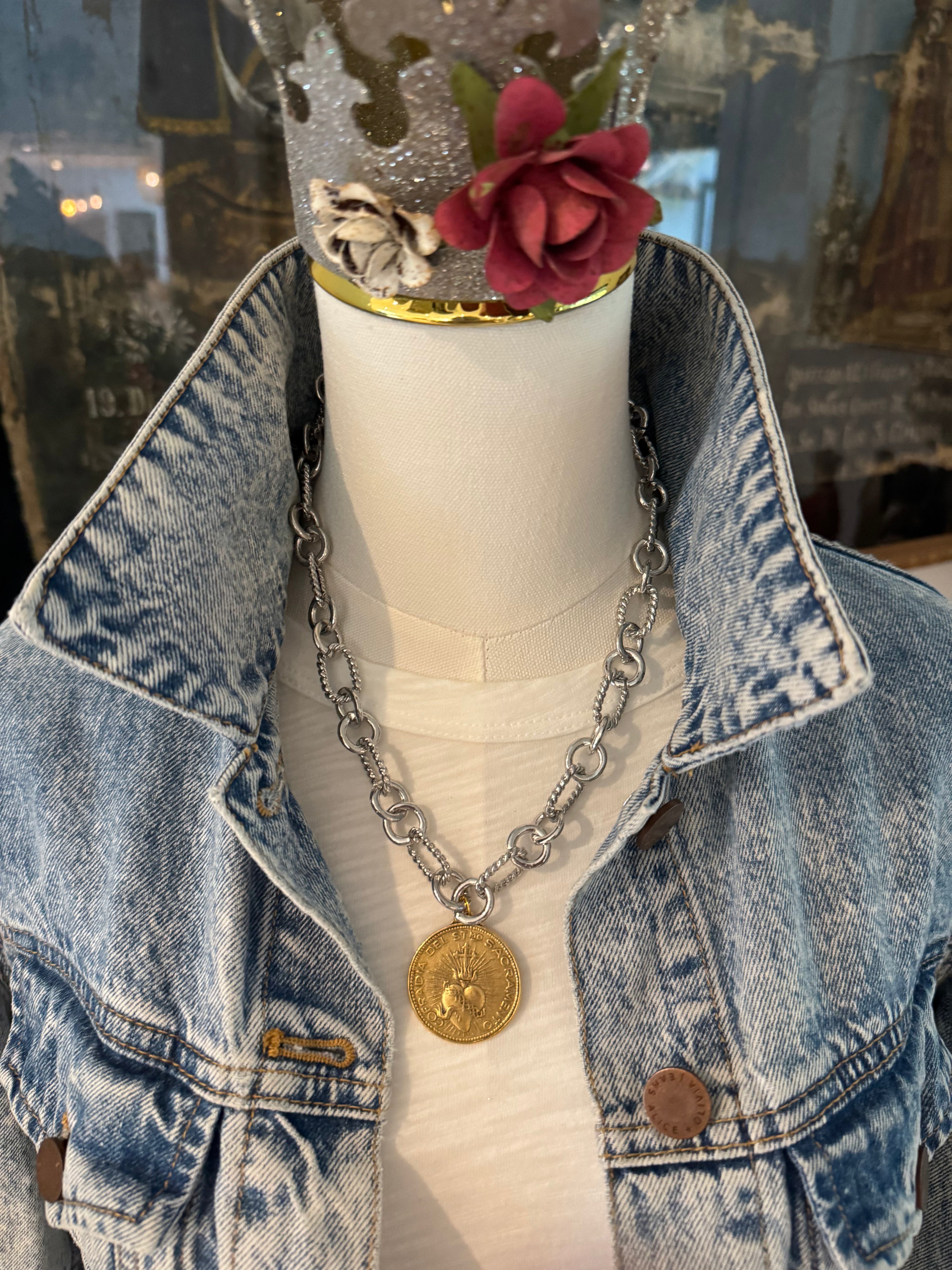 Sacred Heart/ Adoration Chunky Chain Necklace