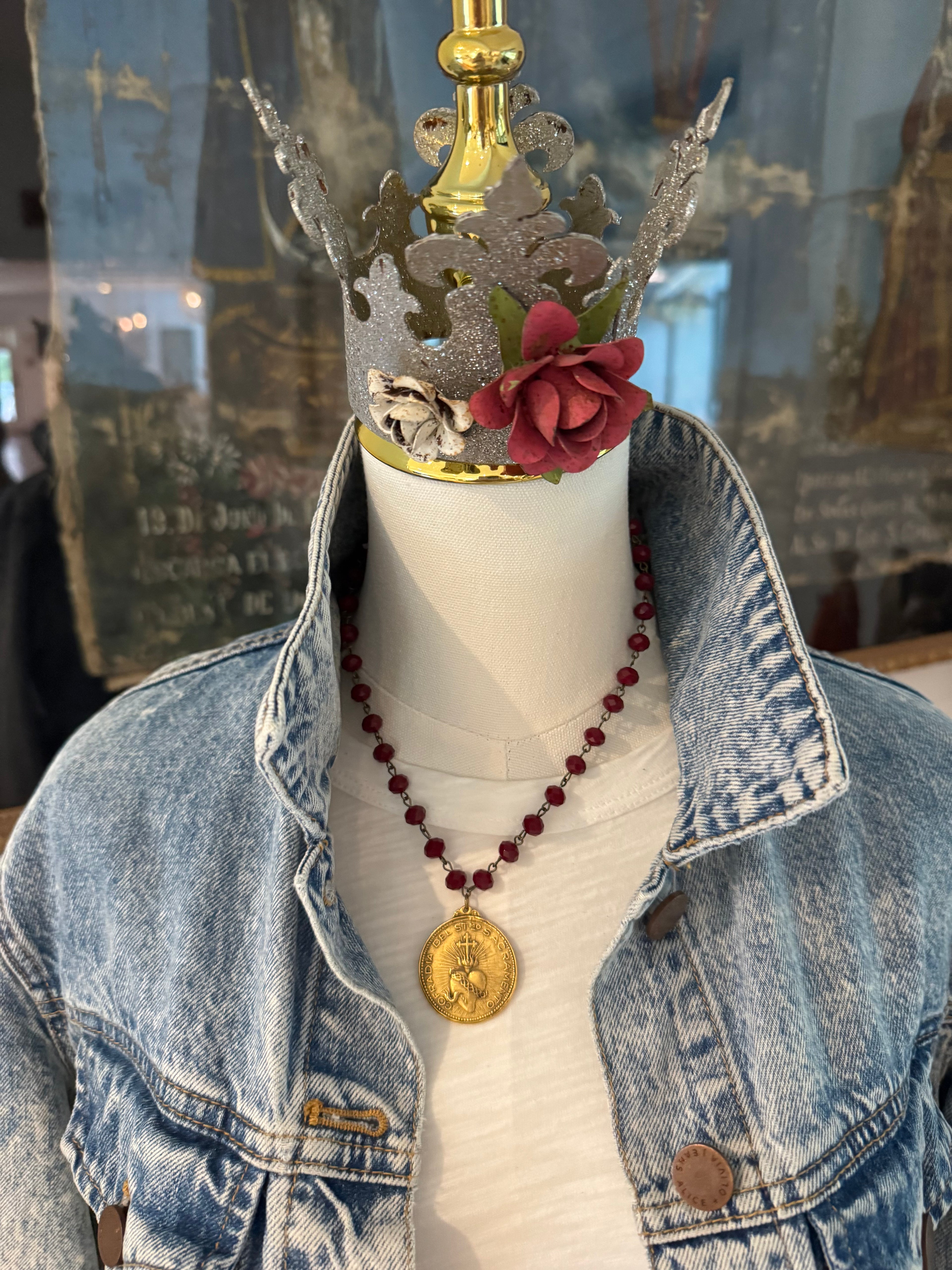 Eucharistic Adoration Red Beaded Necklace