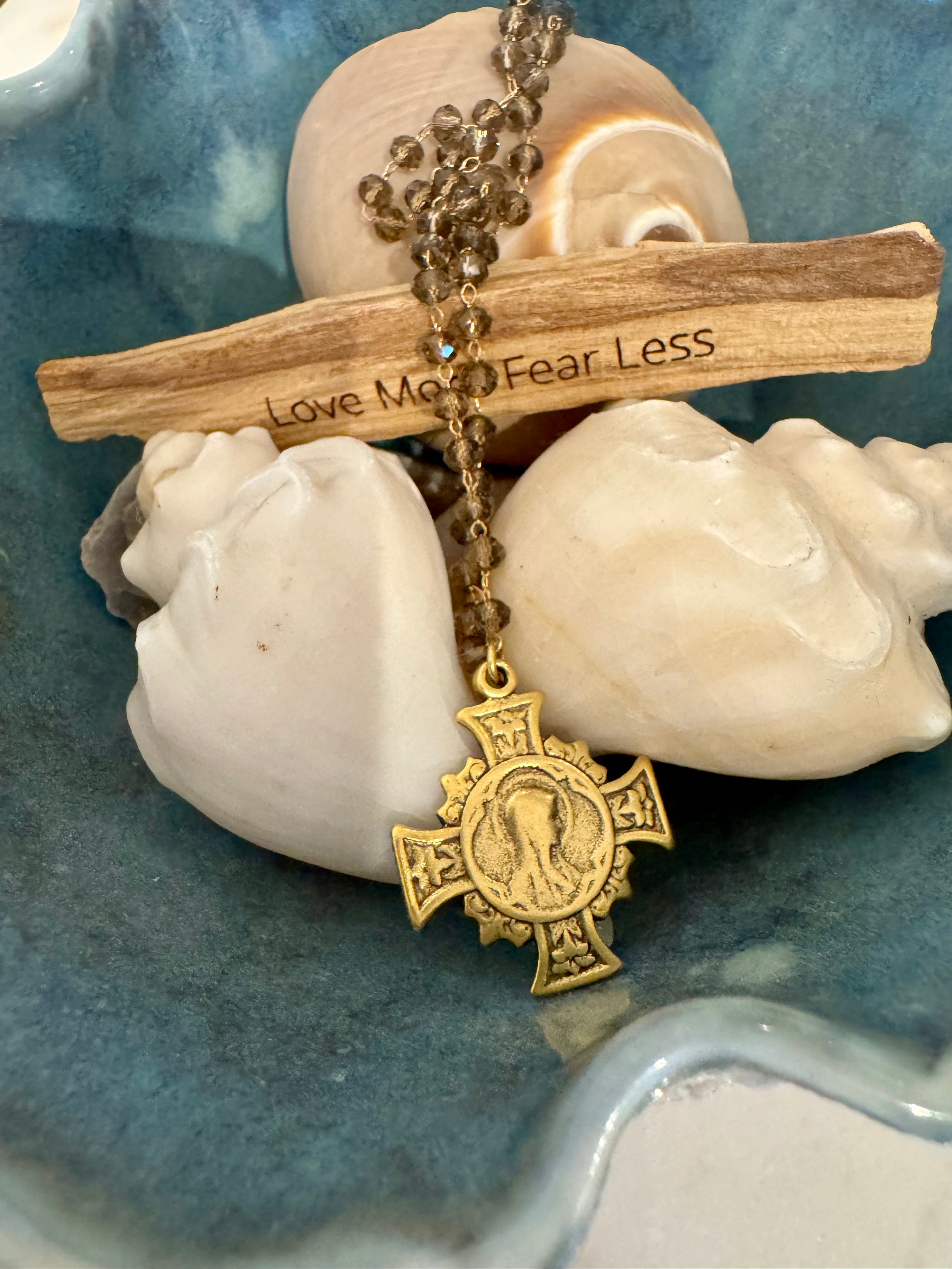 Taupe bead Our Lady of Lourdes